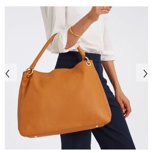 Mark & Graham tan genuine Leather Tote crossbody bag butter soft EUC